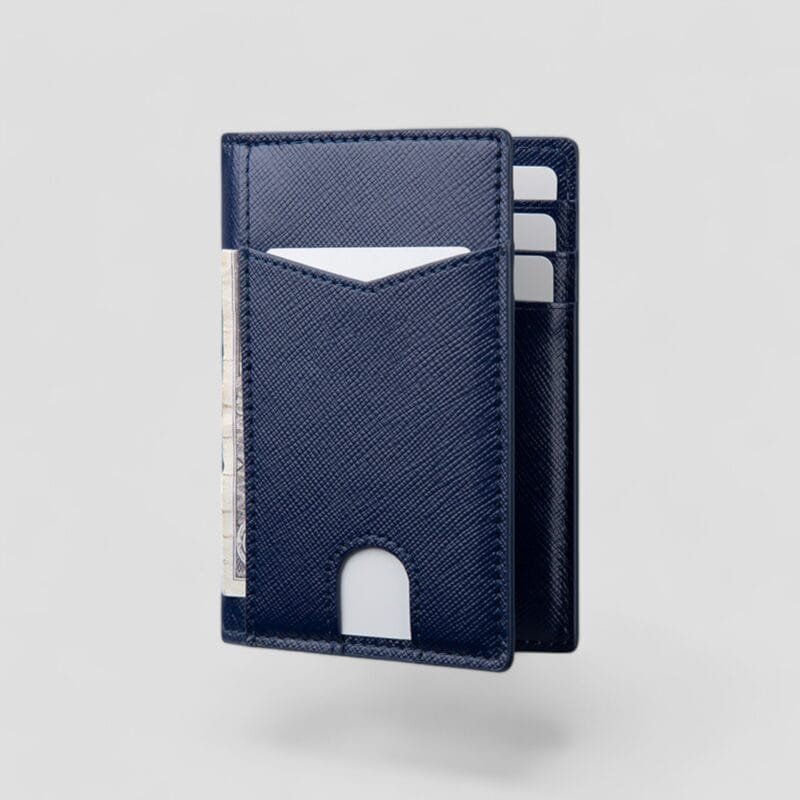 Men’s Slim RFID Leather Card Holder – Cross blue