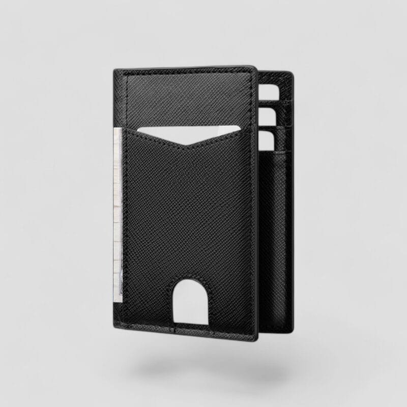 Men’s Slim RFID Leather Card Holder – Cross Black